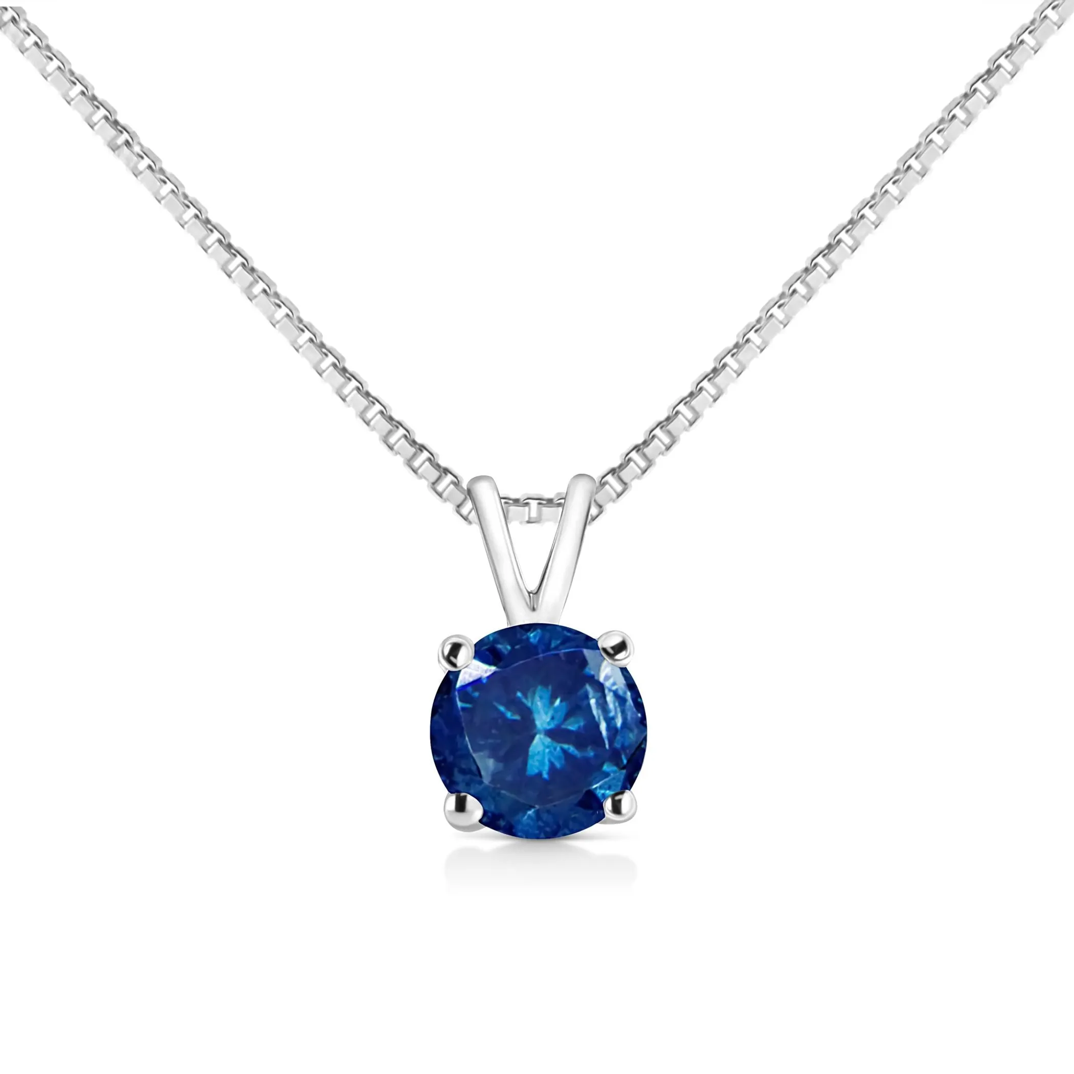 10K White Gold 1/4 Cttw Round Brilliant Cut Lab Grown Diamond 4-Prong Solitaire Pendant Necklace