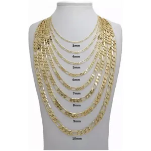 10k yellow gold hollow figaro chain