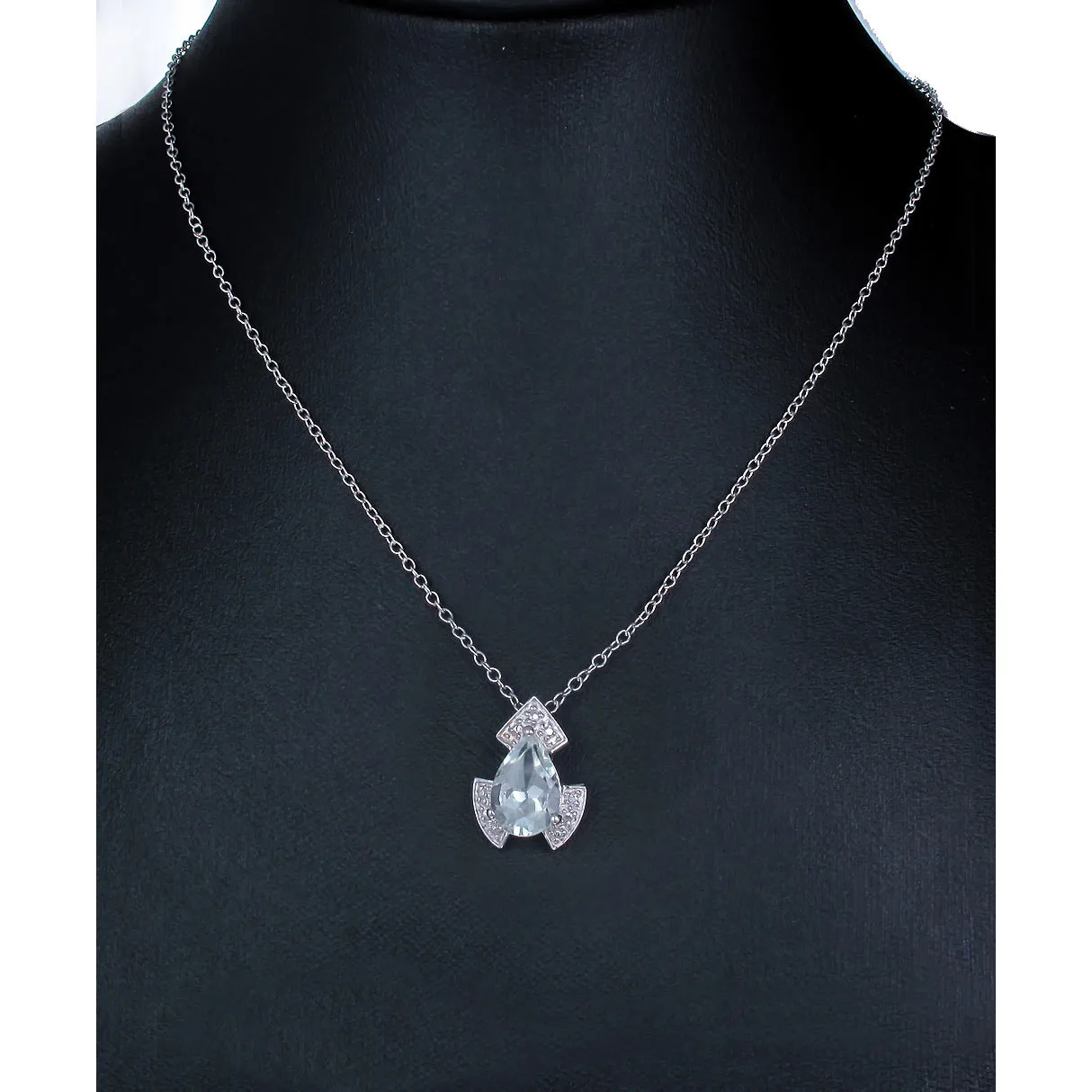 1.10 cttw Pendant Necklace, Green Amethyst Pear Shape Pendant Necklace for Women in .925 Sterling Silver with Rhodium, 18 Inch Chain, Prong Setting