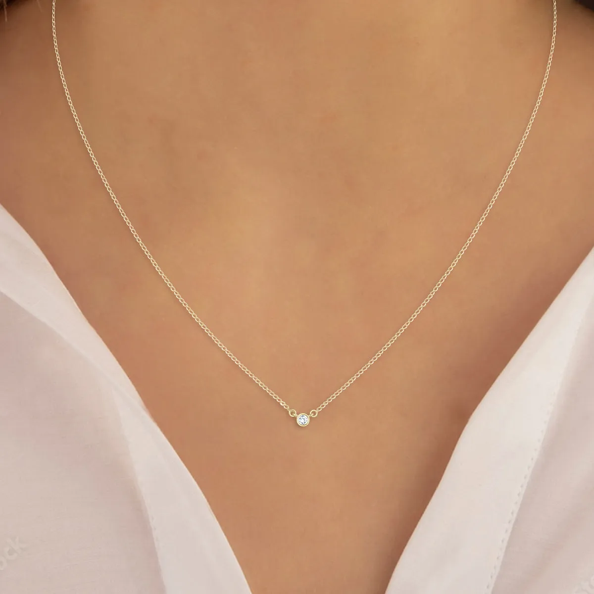 1/4 Carat Tw Natural Diamond Bezel Pendant In 14K