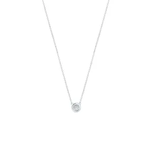 14 Karat White Gold Bezel Necklace with Old European Diamond