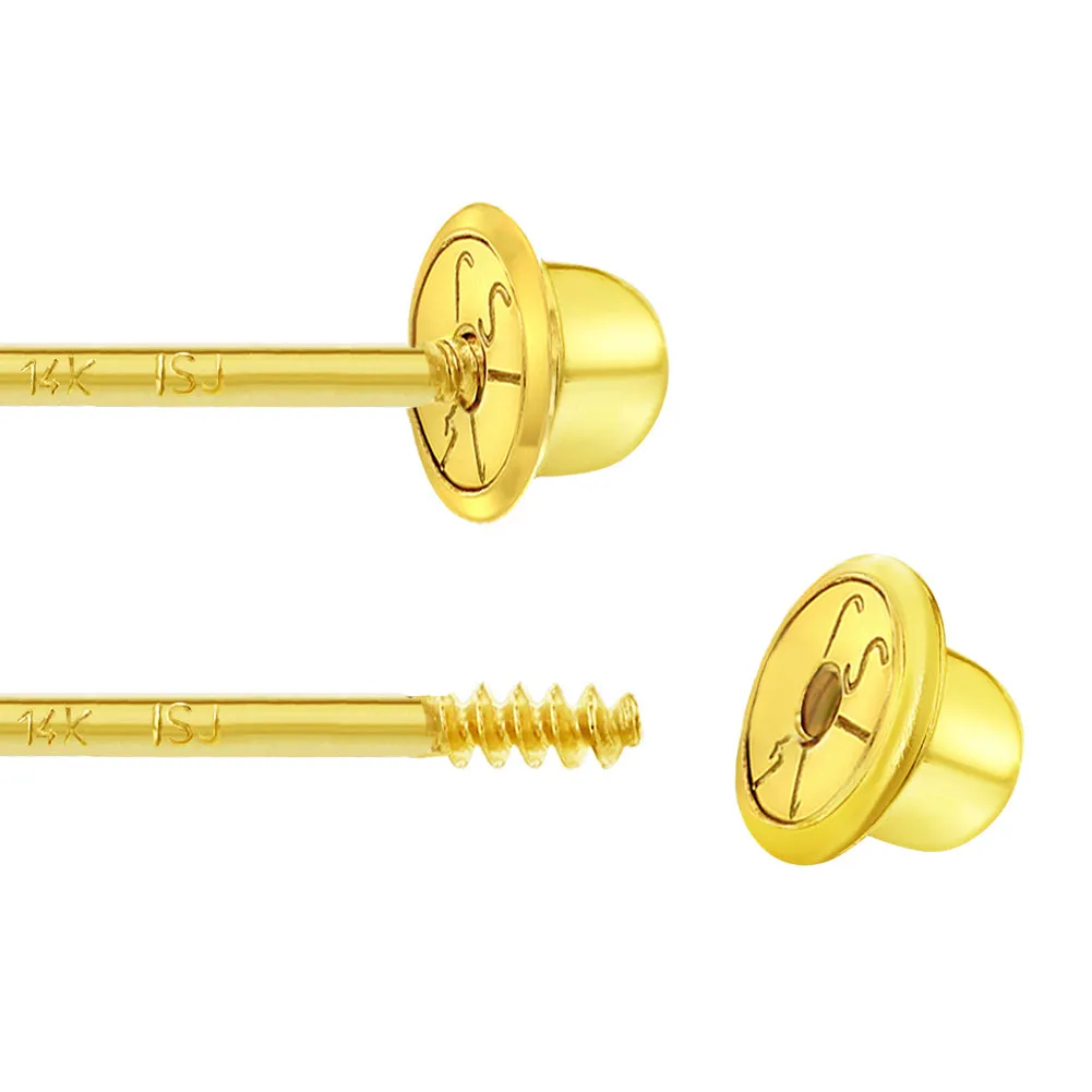 14k Gold Elegant Freshwater Pearl Kids / Children's / Girls Earrings Safety Screw Back
