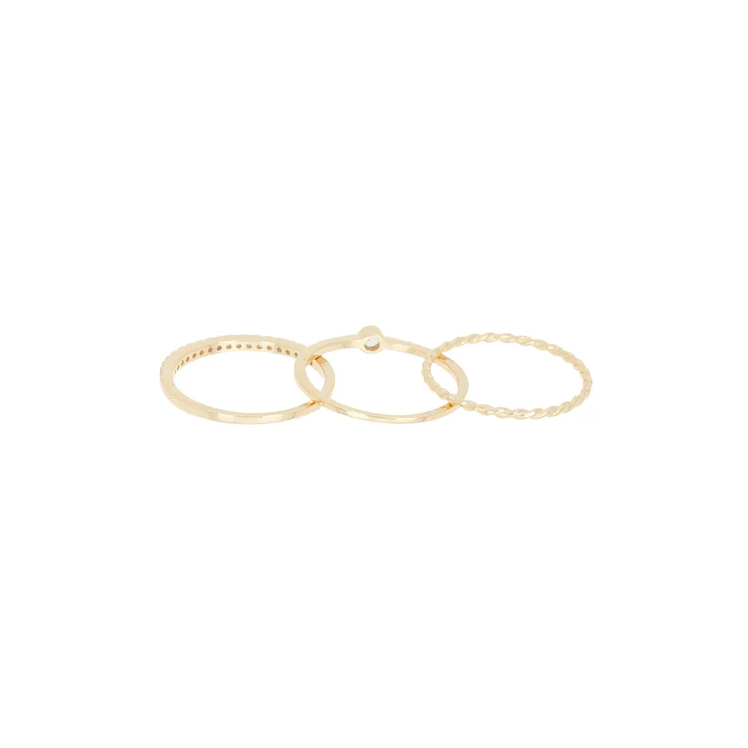 14k Gold Plated Three Band Ring Set