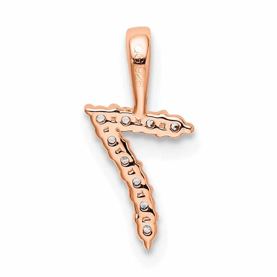 14k Rose Gold Polished Finish with Diamonds Number 7 Pendant