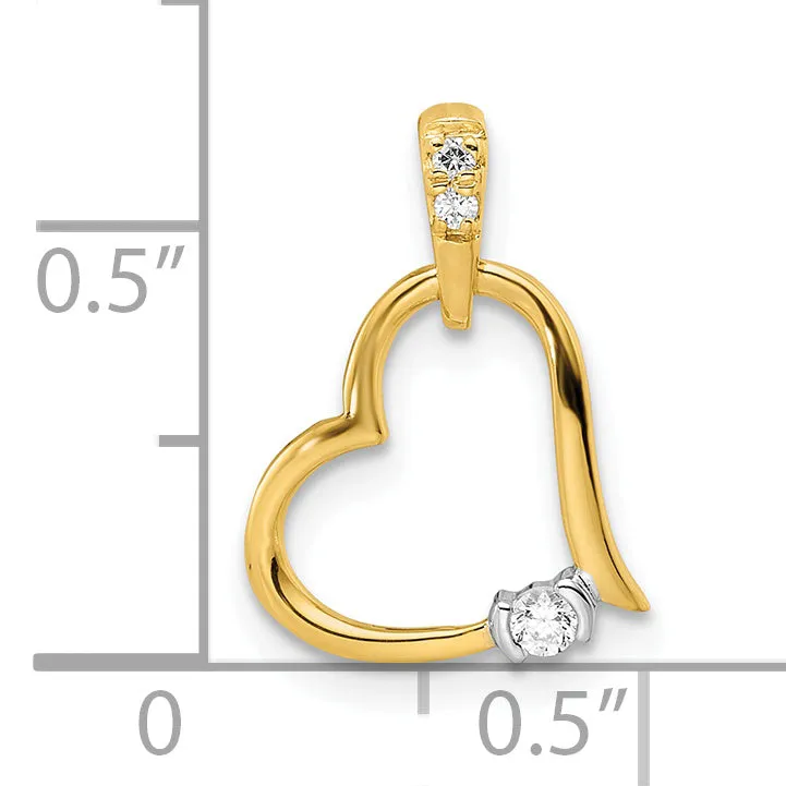 14k Two-tone Polished Heart Design Diamond Pendant