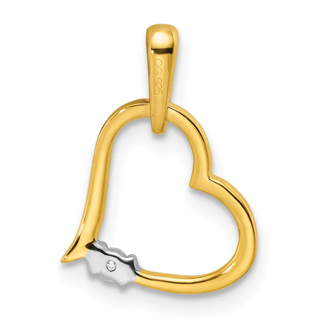 14k Two-tone Polished Heart Design Diamond Pendant