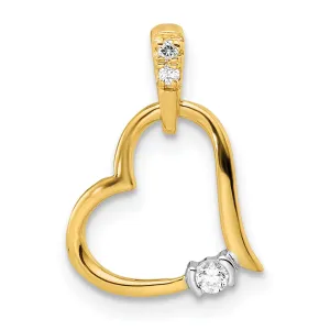 14k Two-tone Polished Heart Design Diamond Pendant
