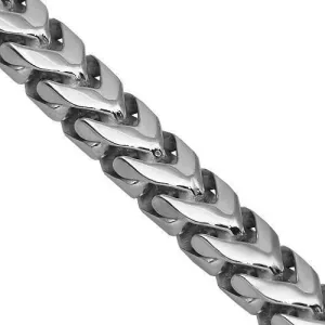 14k White Gold Mens Solid Franco Chain 6 mm