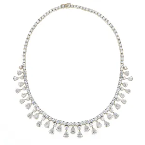 14K White Gold Necklace With Teardrop Stones 16"
