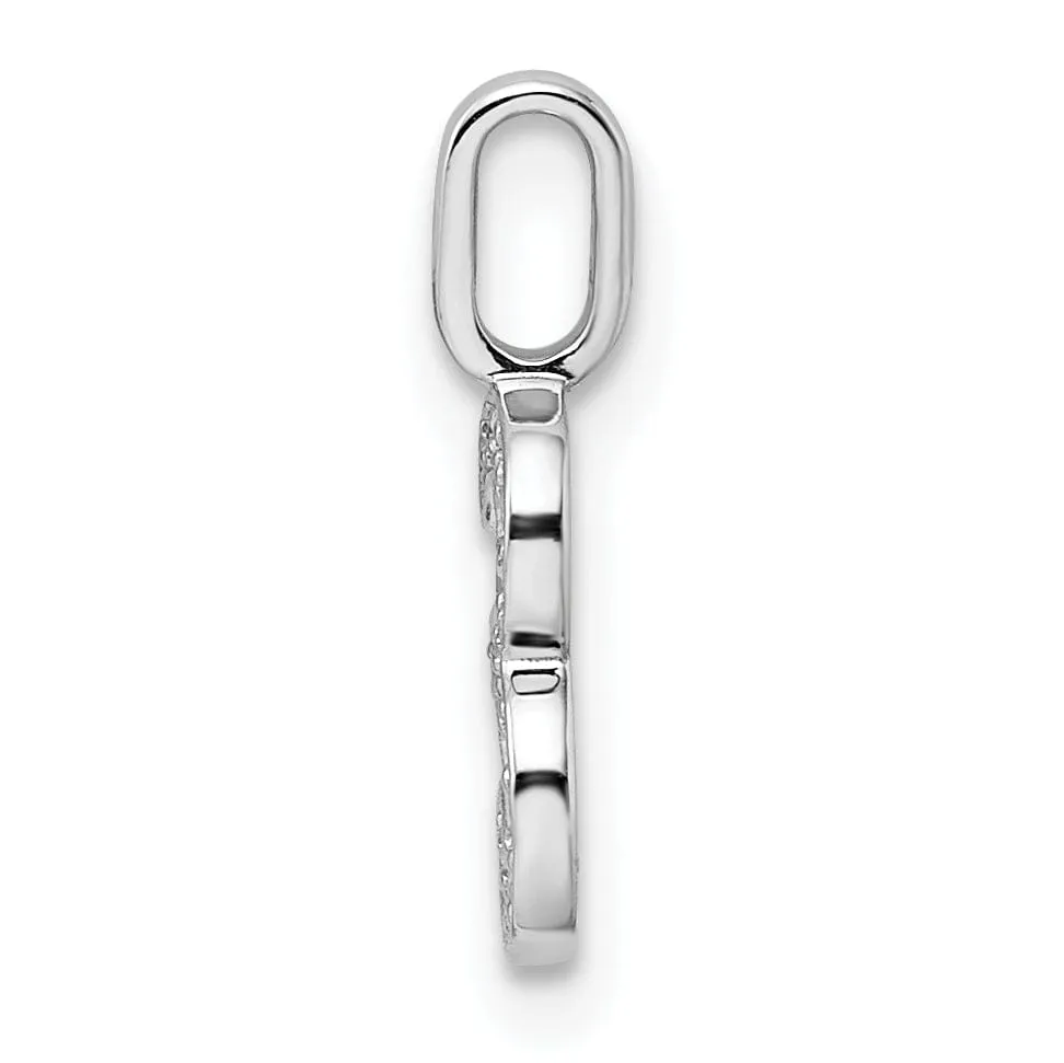 14k White Gold Polished Finish with Diamonds Womens Number 3 Charm Pendant