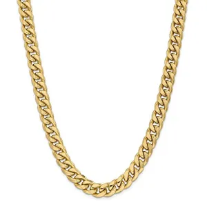 14k Yellow Gold 11mm Miami Cuban Chain Necklace 24 Inch Pendant Charm Curb Fine Jewelry For Women Gifts For Her