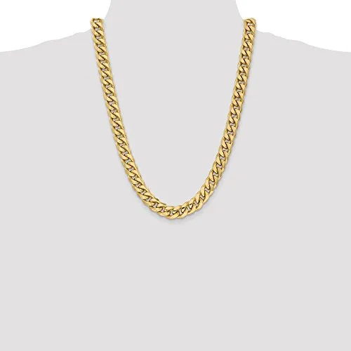 14k Yellow Gold 11mm Miami Cuban Chain Necklace 24 Inch Pendant Charm Curb Fine Jewelry For Women Gifts For Her