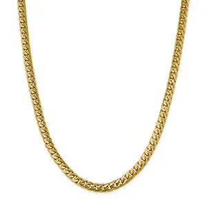 14k Yellow Gold 6.25mm Solid Miami Cuban Chain Anklet Ankle Beach Bracelet X Inch Necklace Pendant Charm Curb Domed Fine Jewelry For Women Gifts For Her