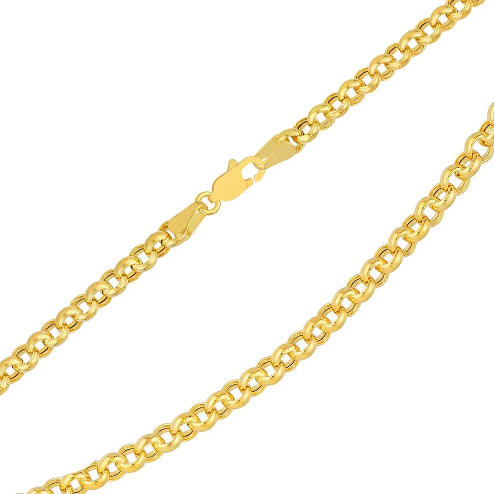 14k Yellow Gold Polished 2.5mm Round Rolo Chain Link Necklace with Lobster Claw Clasp