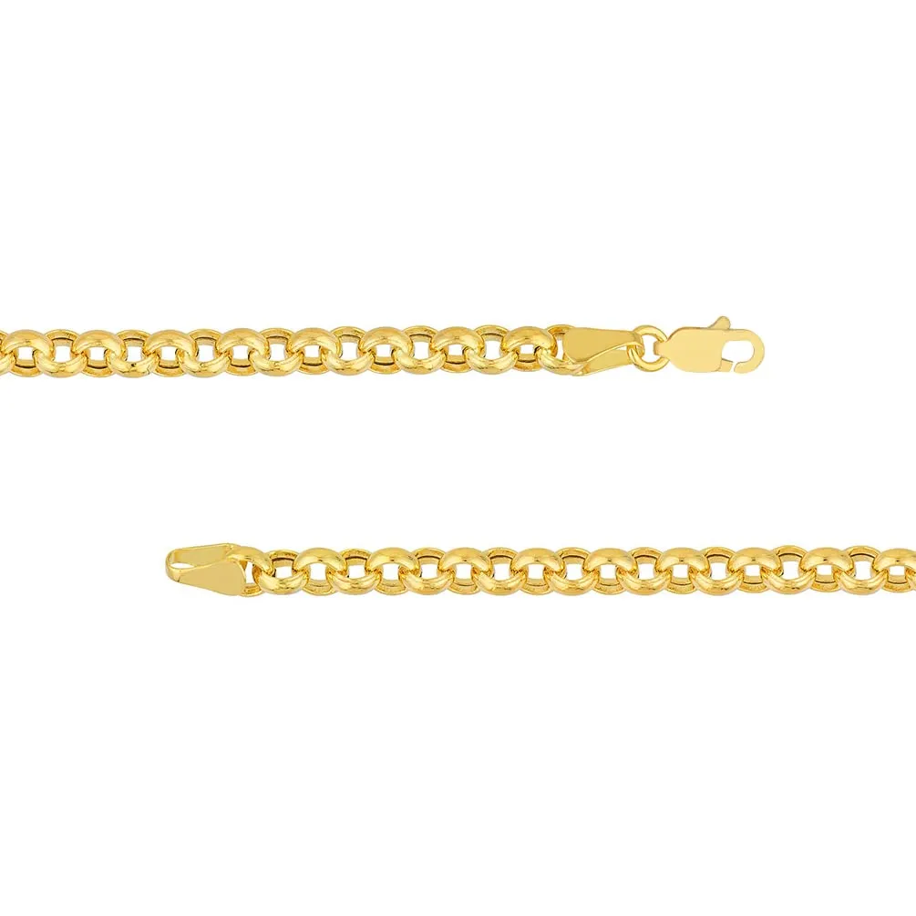 14k Yellow Gold Polished 2.5mm Round Rolo Chain Link Necklace with Lobster Claw Clasp