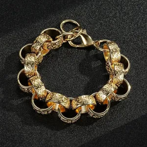 15mm Gold Ornate Belcher Bracelet 8.5/9.5 Inch