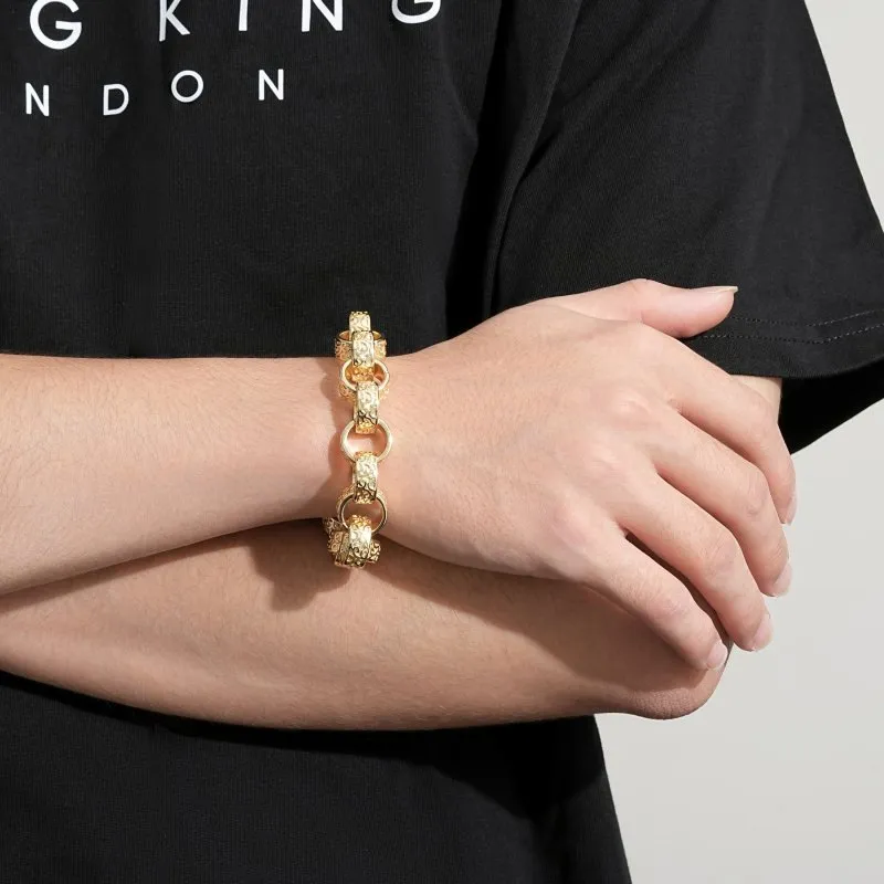 15mm Gold Ornate Belcher Bracelet 8.5/9.5 Inch