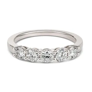18CT White Gold Band with 5 Sparkling Diamonds