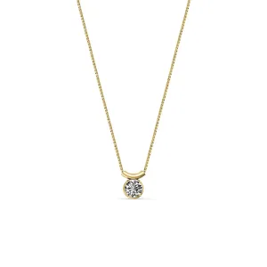 18ct Yellow Gold Brilliant-Cut Diamond and Curved Bar Pendant