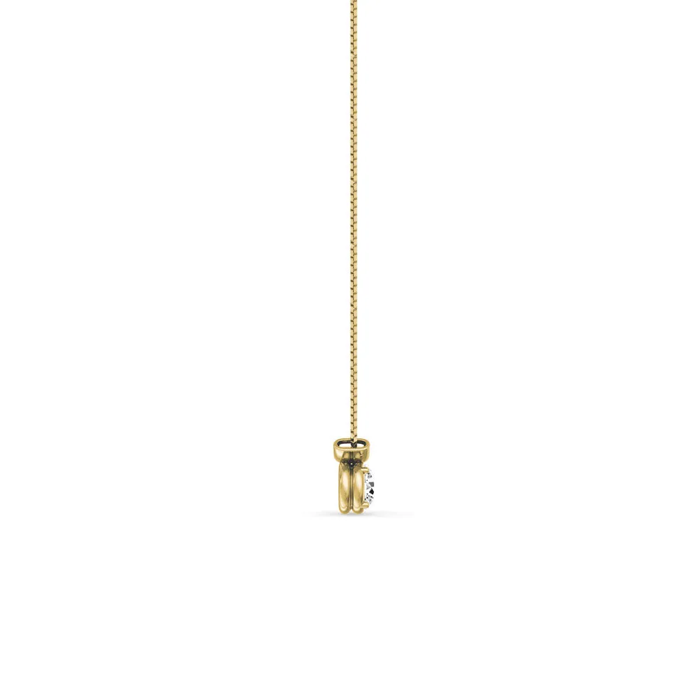 18ct Yellow Gold Brilliant-Cut Diamond and Curved Bar Pendant