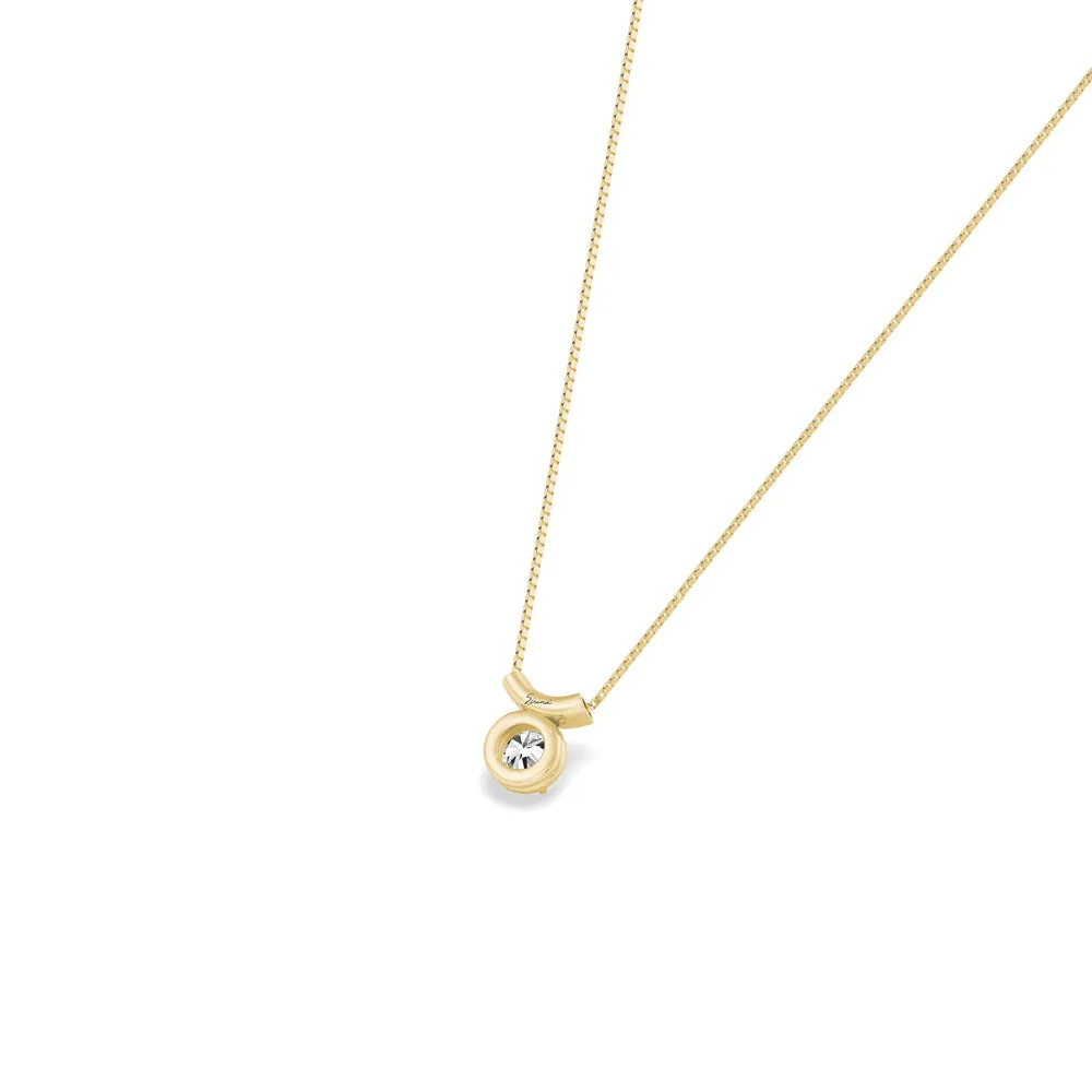18ct Yellow Gold Brilliant-Cut Diamond and Curved Bar Pendant