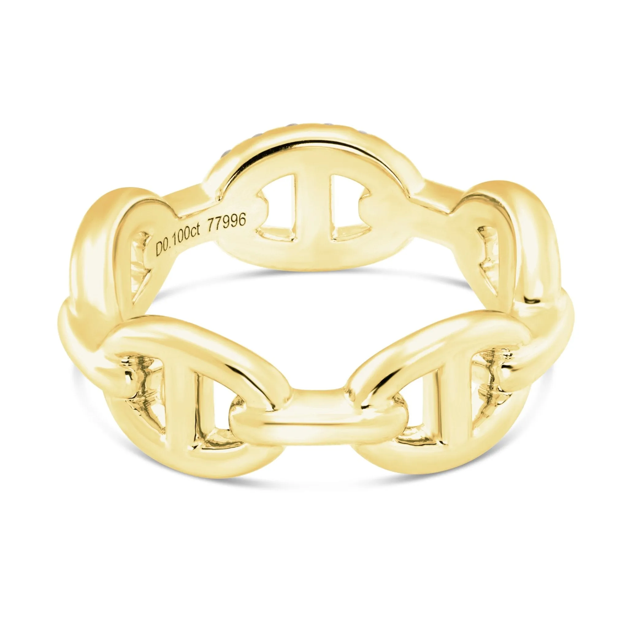 18K Gold 0.11ct Oval Link Ring with Diamond Accent