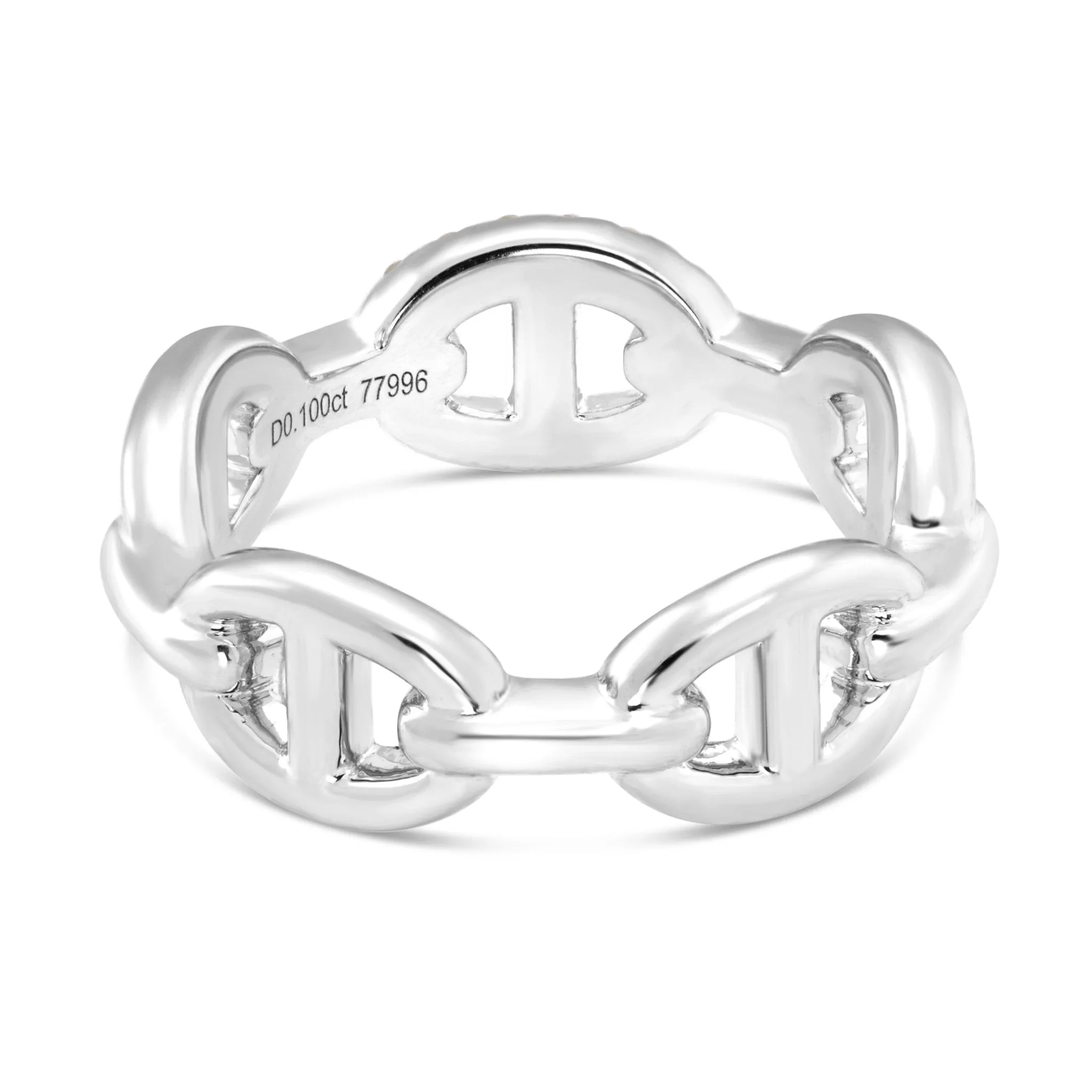 18K Gold 0.11ct Oval Link Ring with Diamond Accent