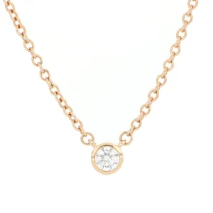 18k Rose Gold Solitaire Diamond Necklace