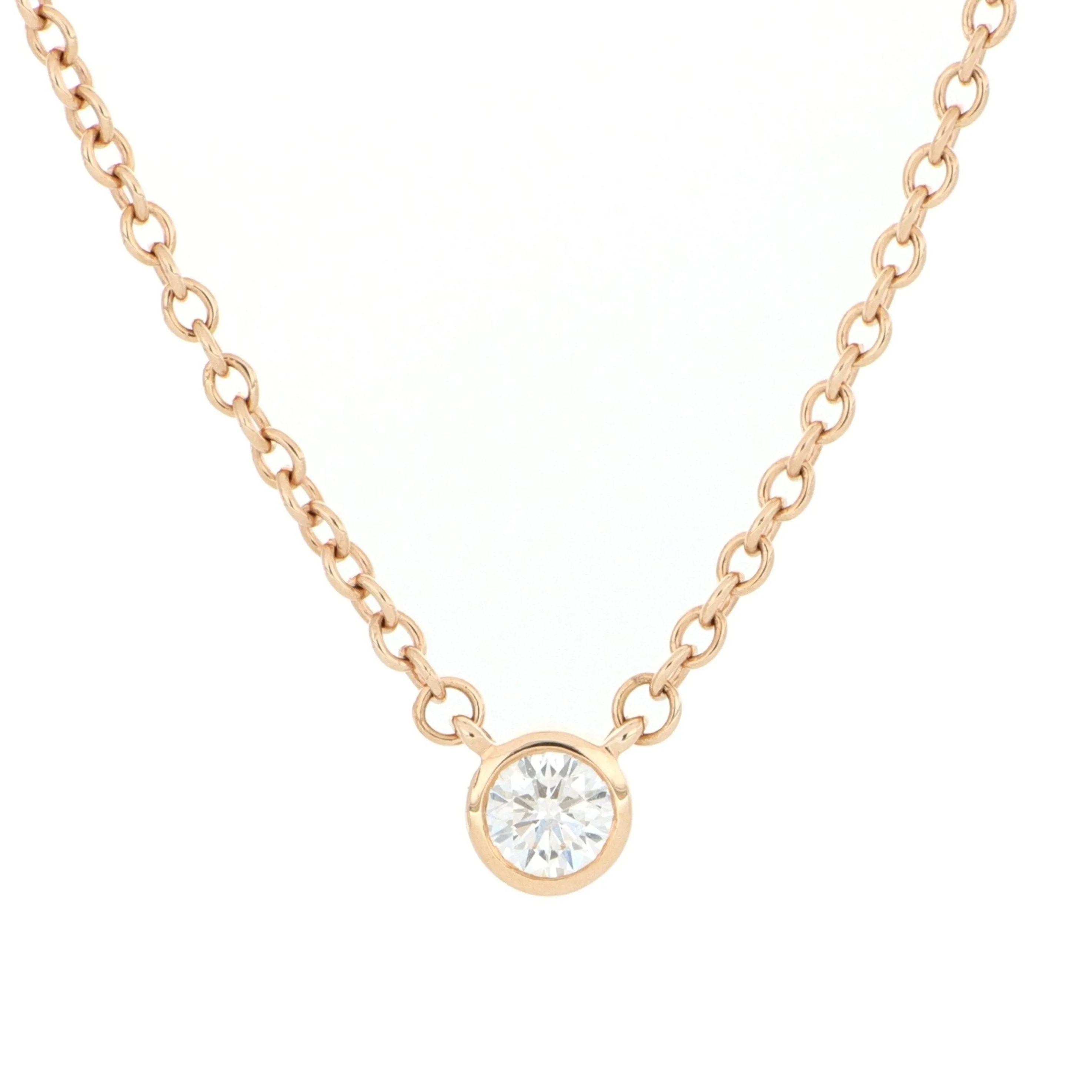 18k Rose Gold Solitaire Diamond Necklace