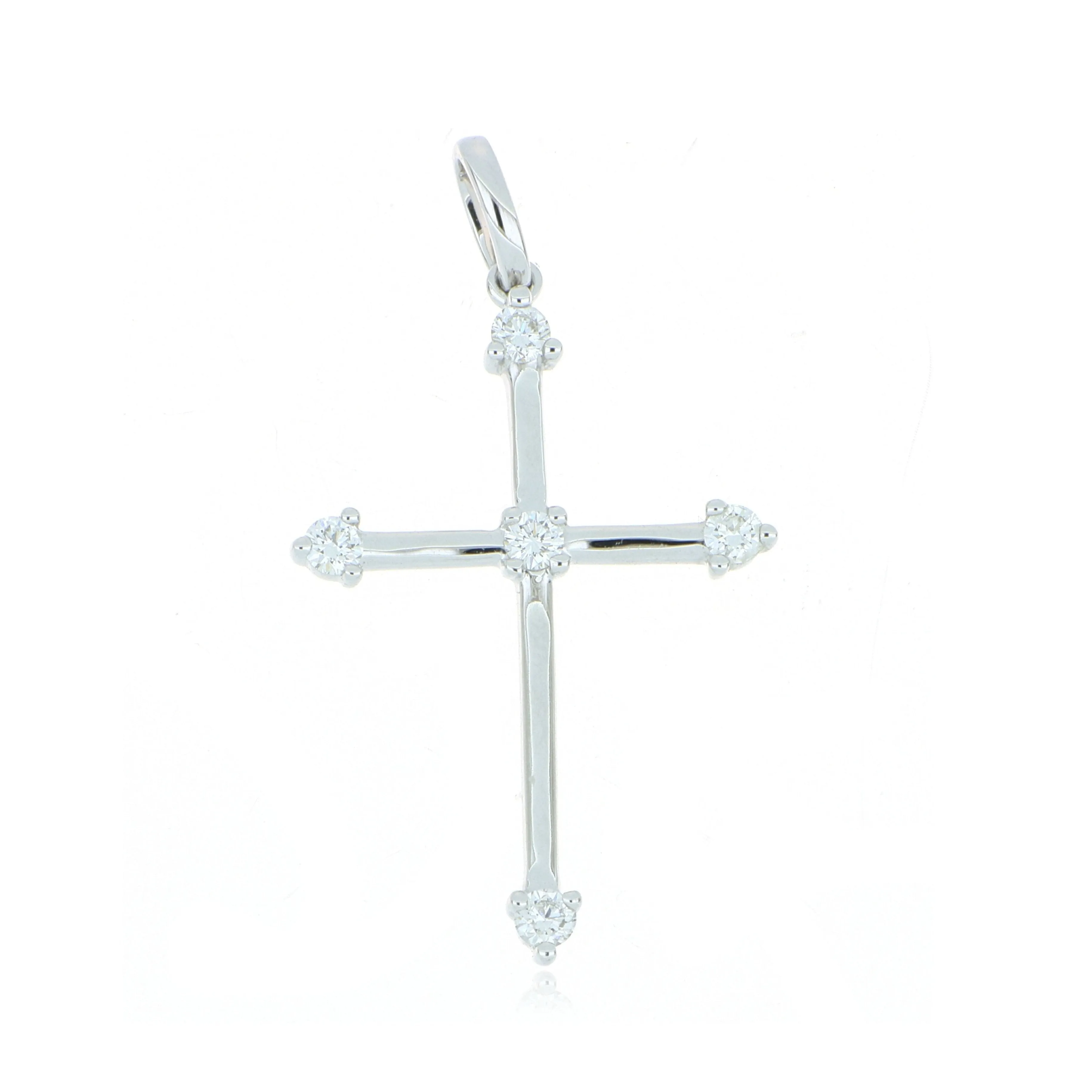 18k White Gold Diamond Accented Cross Pendant