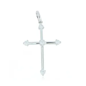 18k White Gold Diamond Accented Cross Pendant