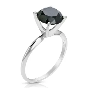 2 cttw Black Diamond Solitaire Ring in Sterling Silver