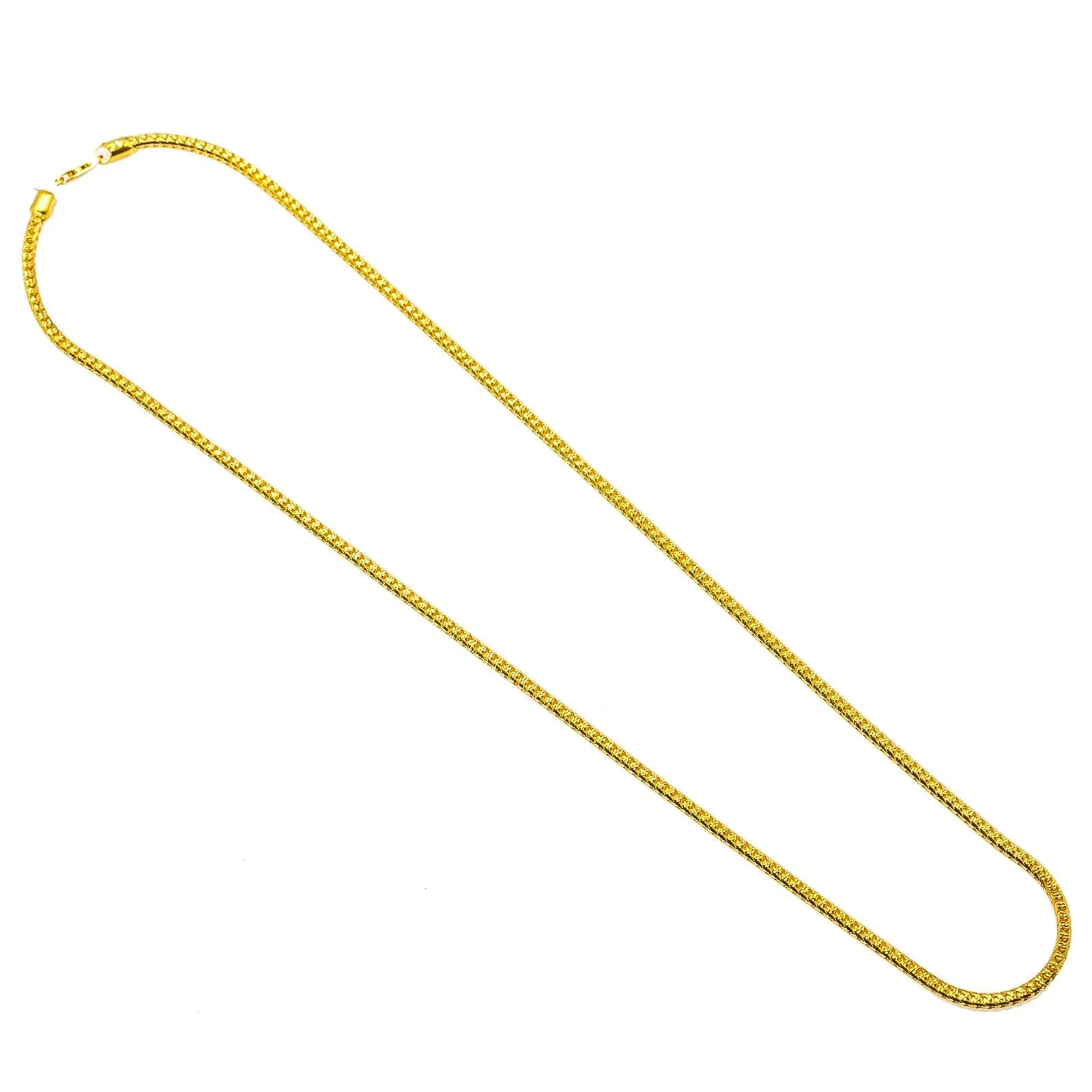 22K Yellow Gold Men's Chain W/ Curb Heavy Link & Etched Details, 22"