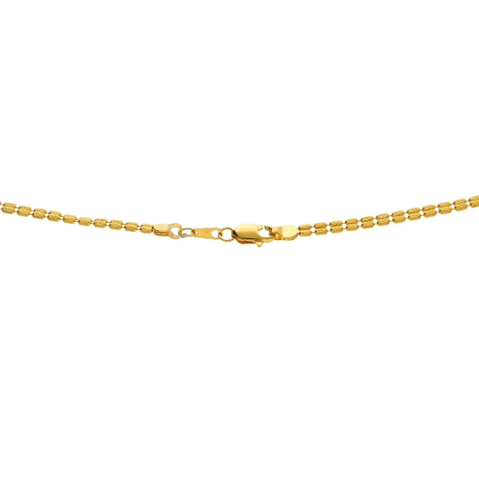 22K Yellow Gold Multi-Layer Necklace W/ Four Strands, Centered Balls & Tubular Beads