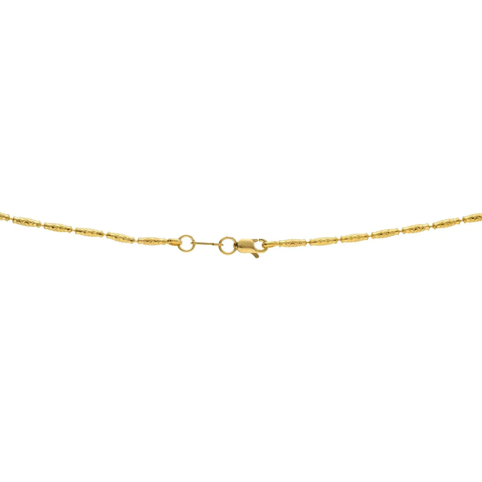 22K Yellow Gold Triple-Strand Necklace W/ Centered Balls & Tubular Beads