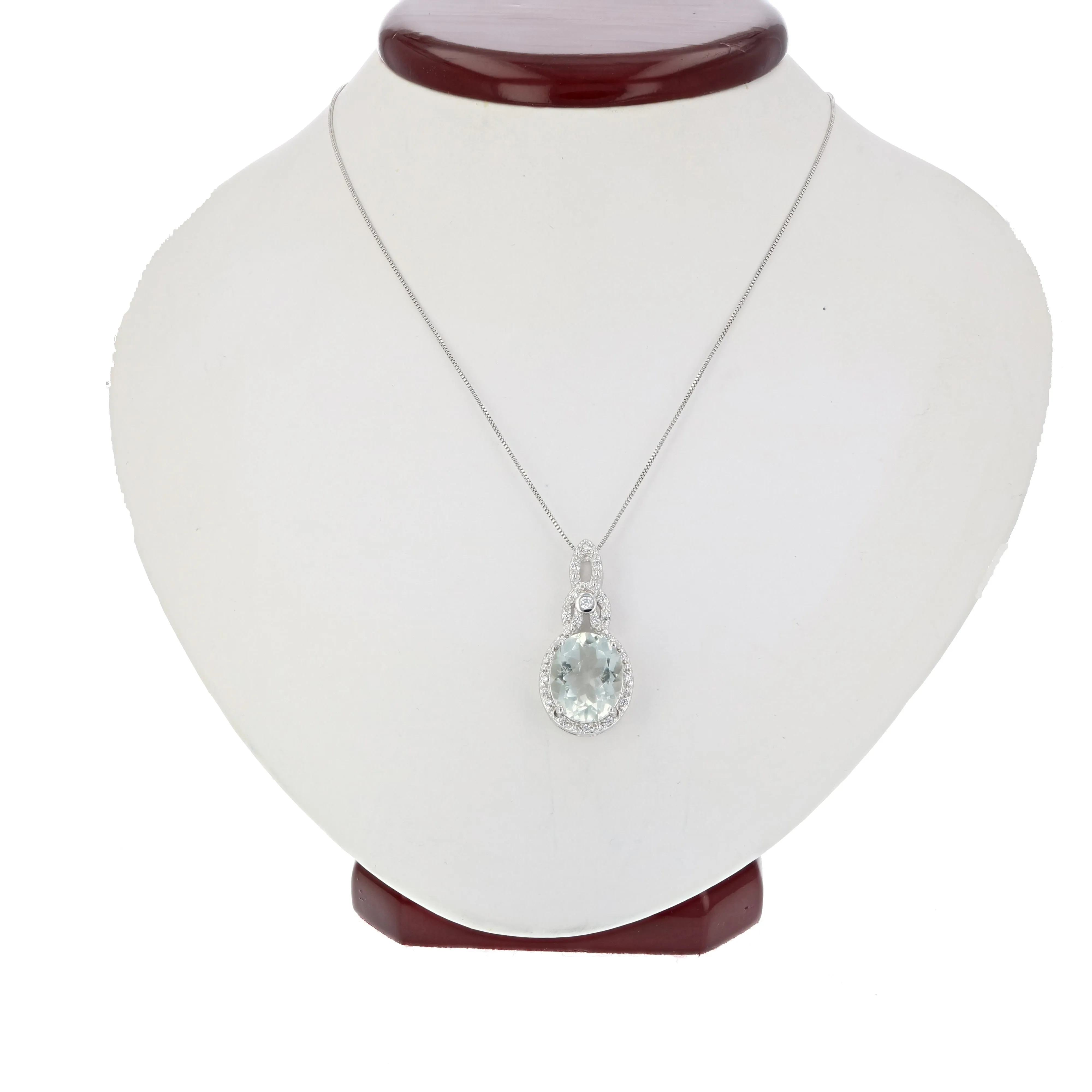 2.80 cttw Pendant Necklace, Green Amethyst Oval Shape Pendant Necklace for Women in .925 Sterling Silver with Rhodium, 18 Inch Chain, Prong Setting