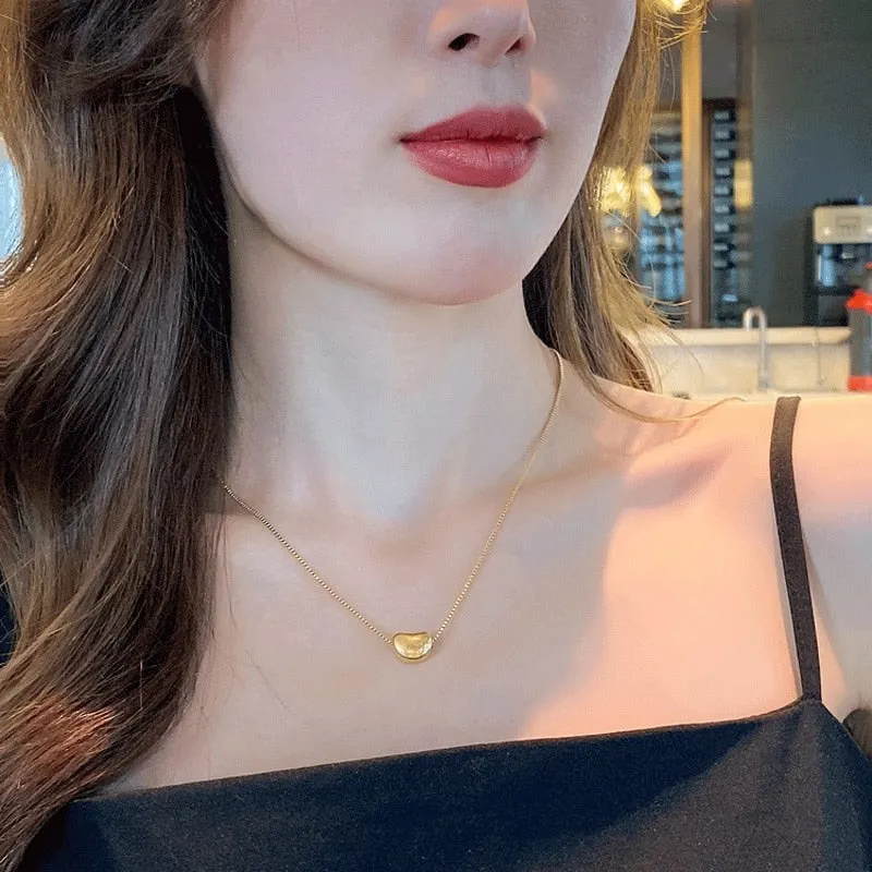 316L Stainless Steel gold Color Heart Pendant Necklace For Women