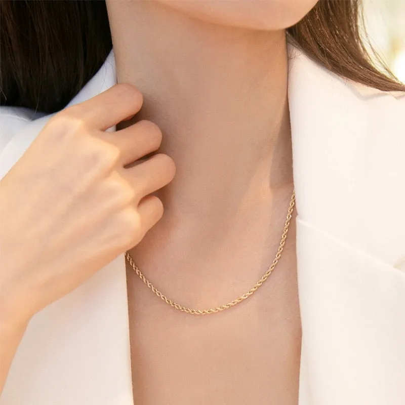 316L Stainless Steel Gold Color Twist Link Necklace  Bracelet