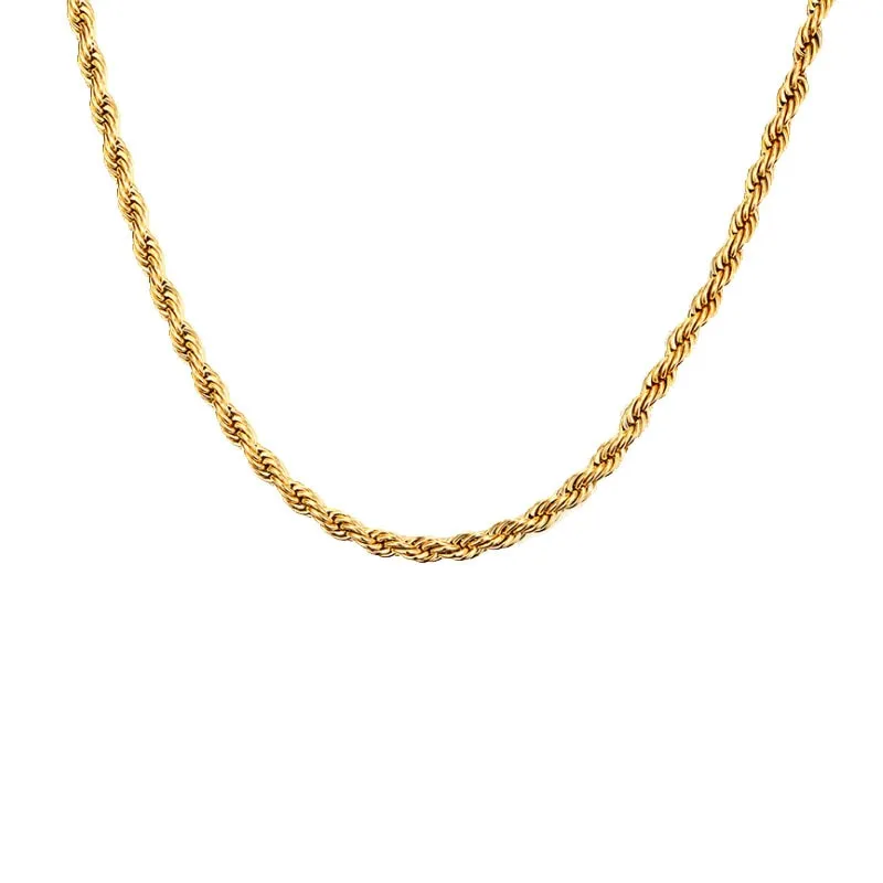 316L Stainless Steel Gold Color Twist Link Necklace  Bracelet