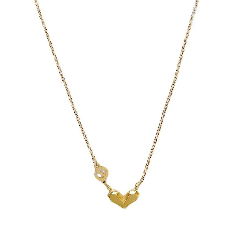 316L stainless steel Heart Letter Necklace  Fashion Gold colour Women