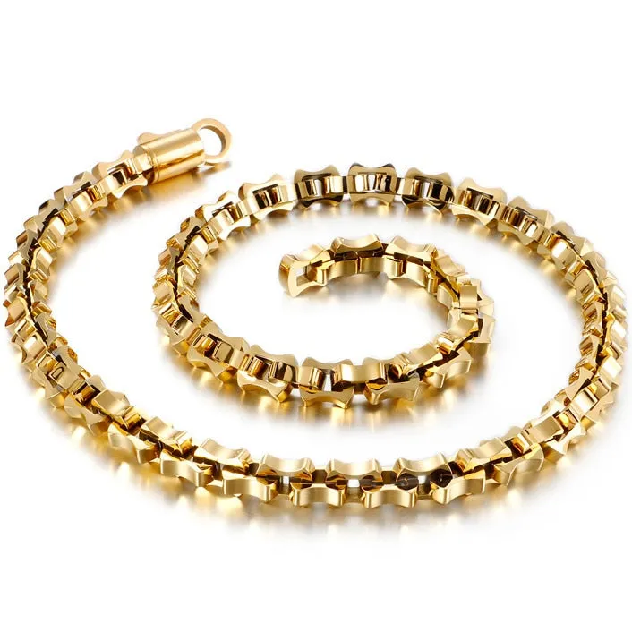 316L Stainless Steel Men's Necklace Never Fade Black Gold Plated Link Chain