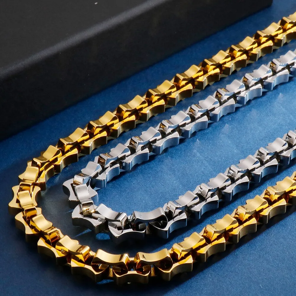 316L Stainless Steel Men's Necklace Never Fade Black Gold Plated Link Chain