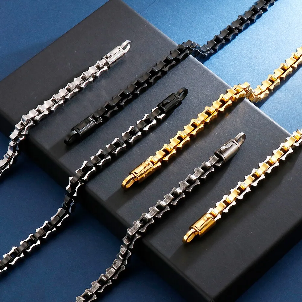 316L Stainless Steel Men's Necklace Never Fade Black Gold Plated Link Chain