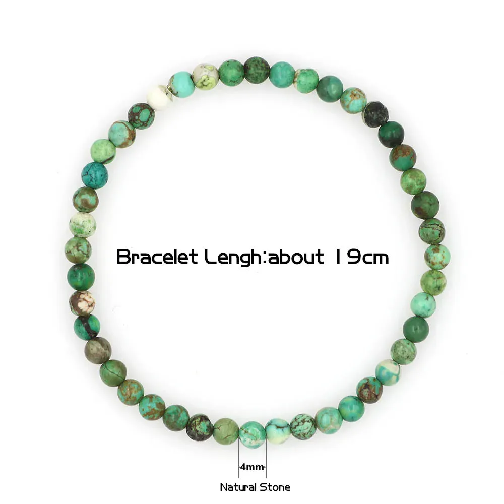 4mm Natural Stone Lapis Lazuli Bead Stretch Bracelet for All