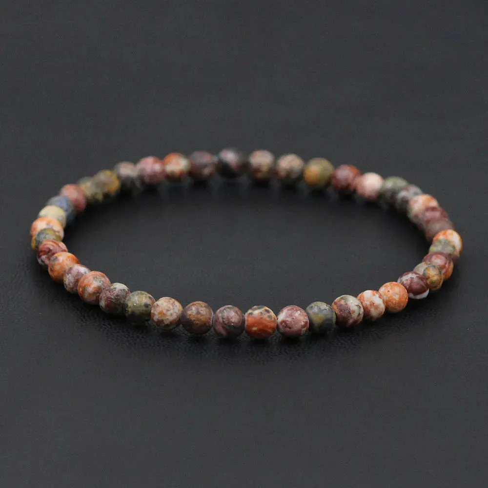 4mm Natural Stone Lapis Lazuli Bead Stretch Bracelet for All