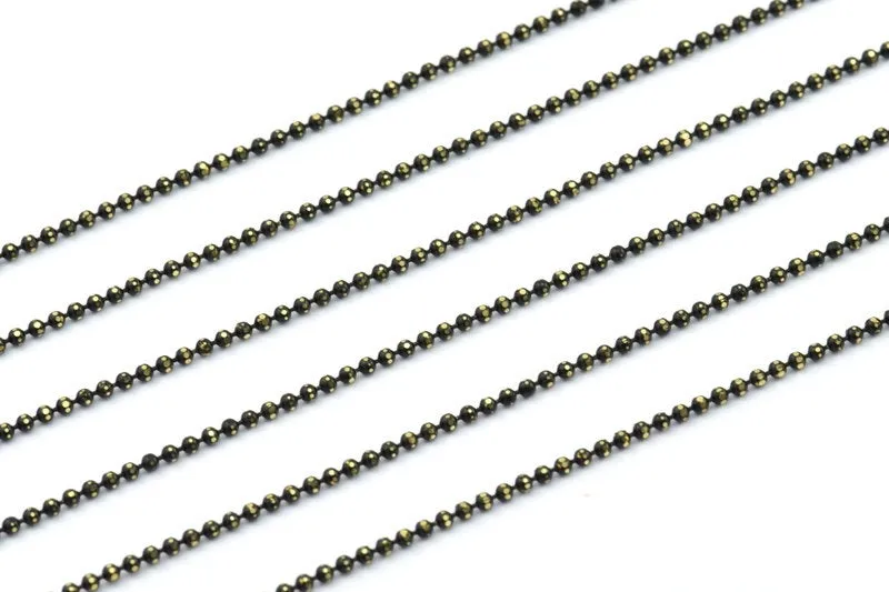 5 Meters 1.5mm Black Gold Brass Faceted Ball Chain Z012