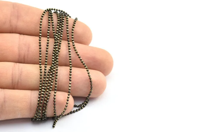 5 Meters 1.5mm Black Gold Brass Faceted Ball Chain Z012