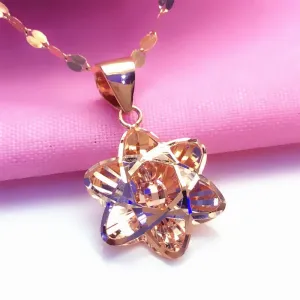 585 purple gold plated 14K rose gold shiny flower neckalce for women