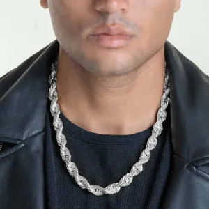 6mm-12mm Diamond Cut Rope Chain - Solid White Gold
