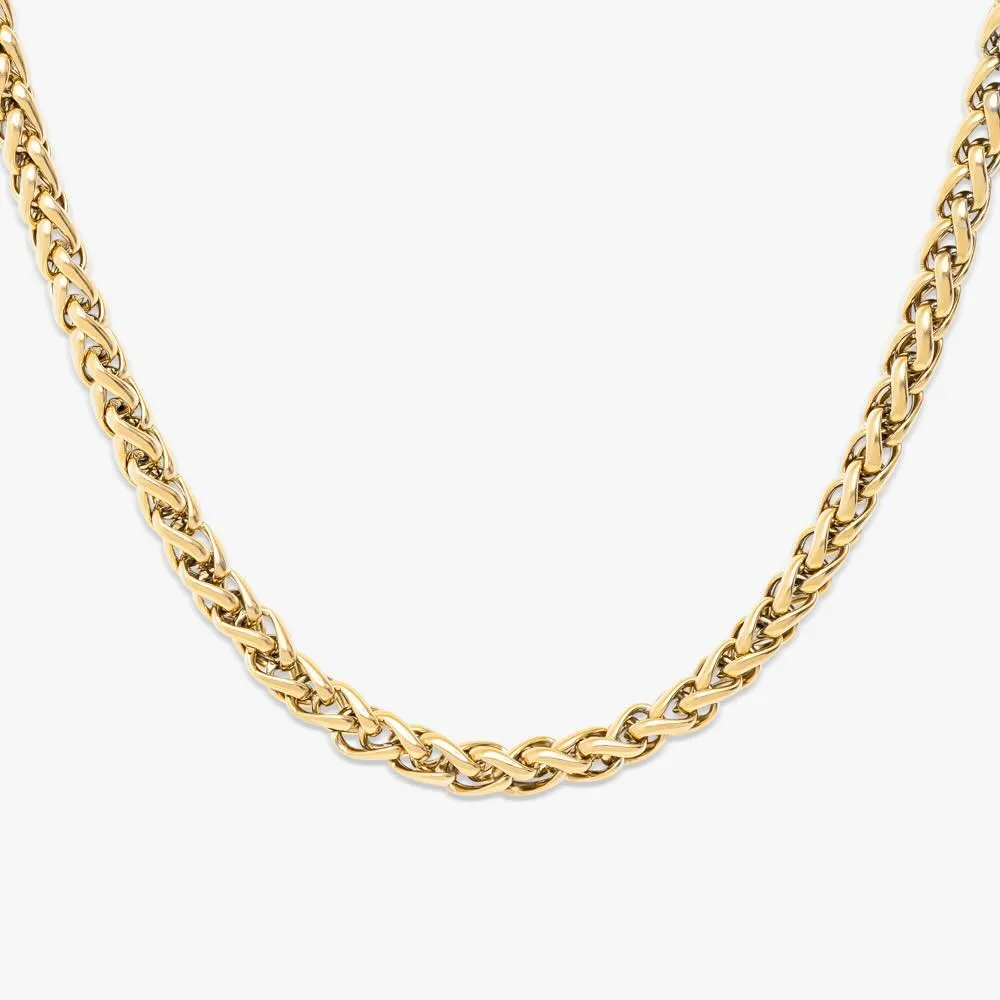 7MM Solid Gold Wheat Link Chain